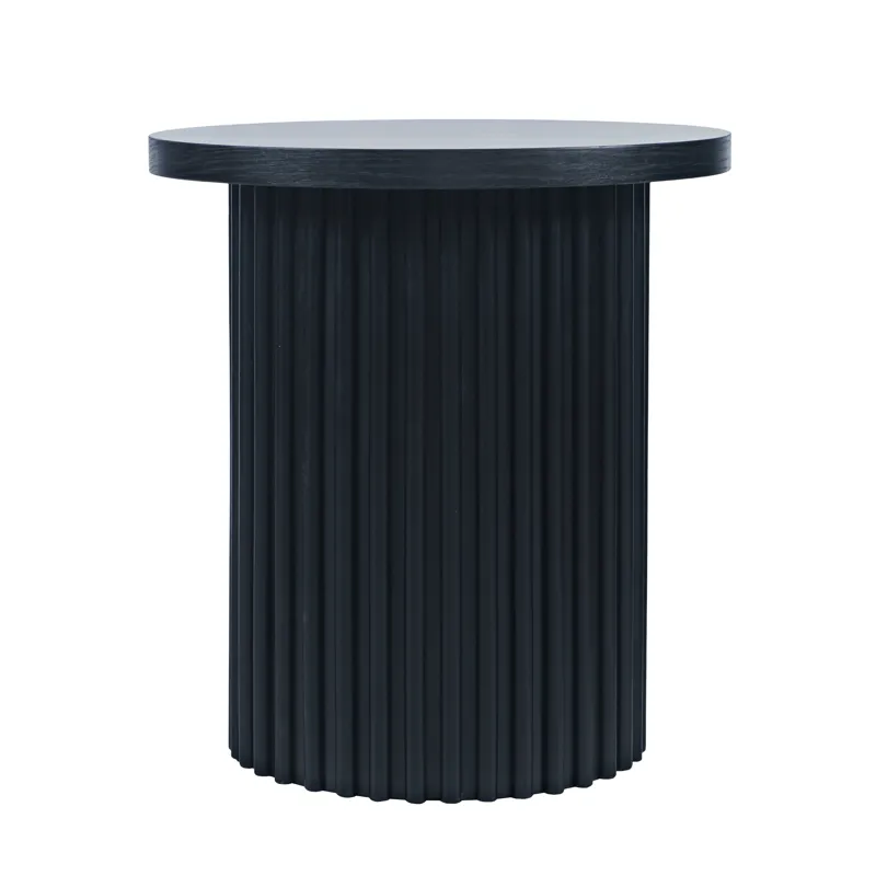 Auden 24\" Round Mid-Century Modern Fluted Pedestal Base End Table