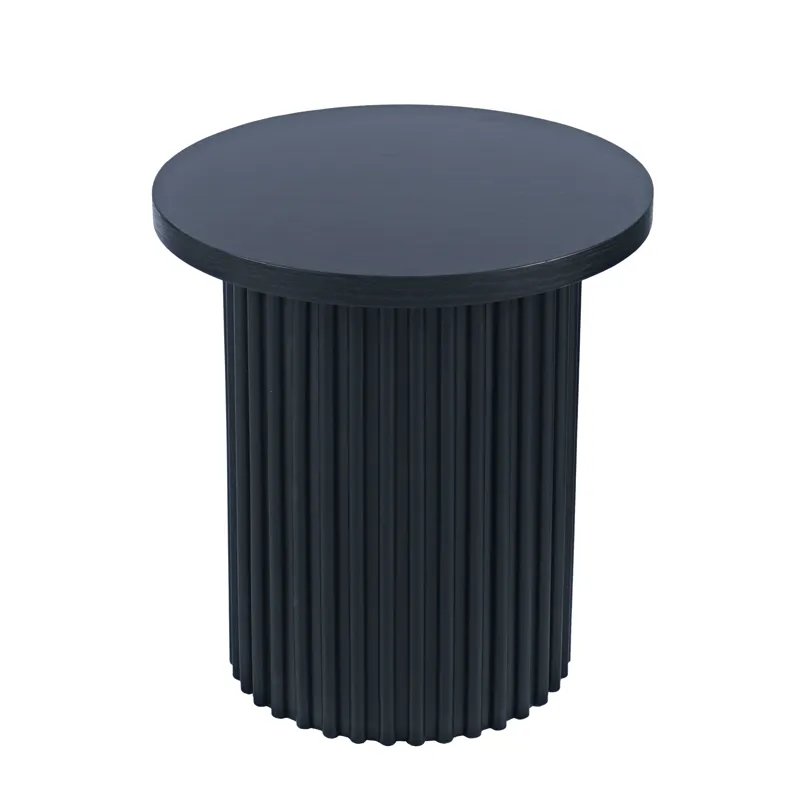 Auden 24\" Round Mid-Century Modern Fluted Pedestal Base End Table