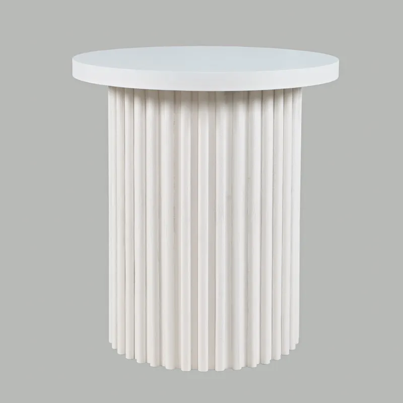 Auden 24\" Round Mid-Century Modern Fluted Pedestal Base End Table