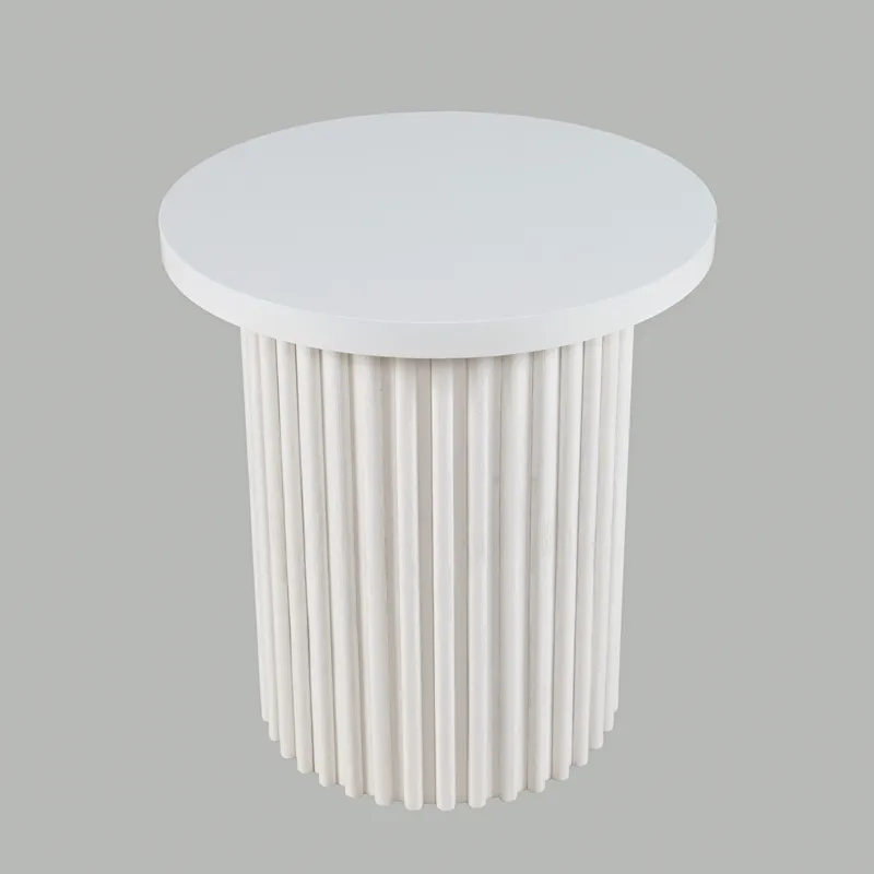 Auden 24\" Round Mid-Century Modern Fluted Pedestal Base End Table