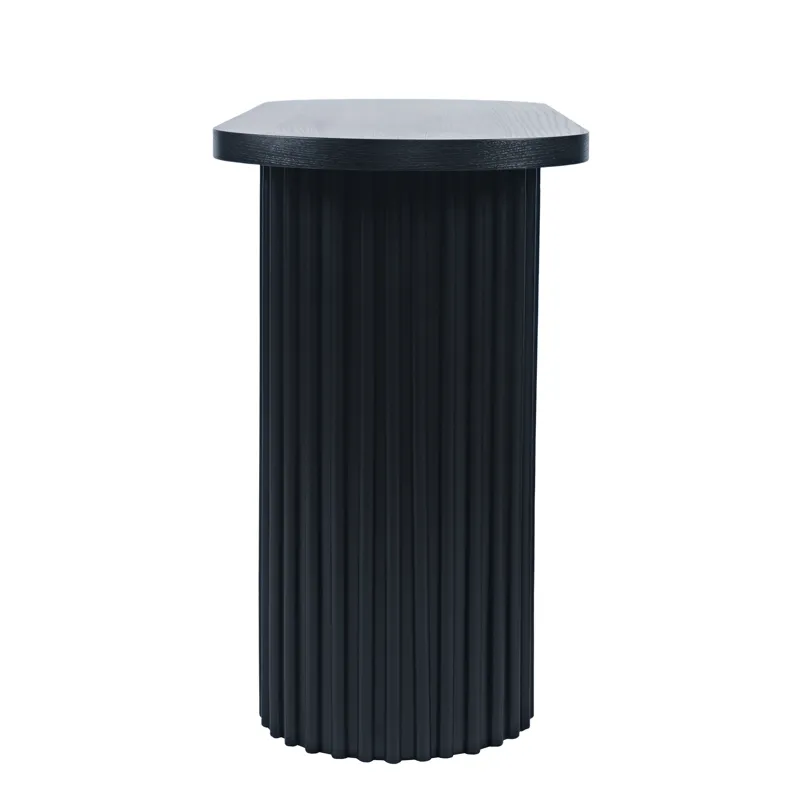 Auden Oval Mid-Century Modern Fluted Pedestal Base Sofa Console Table