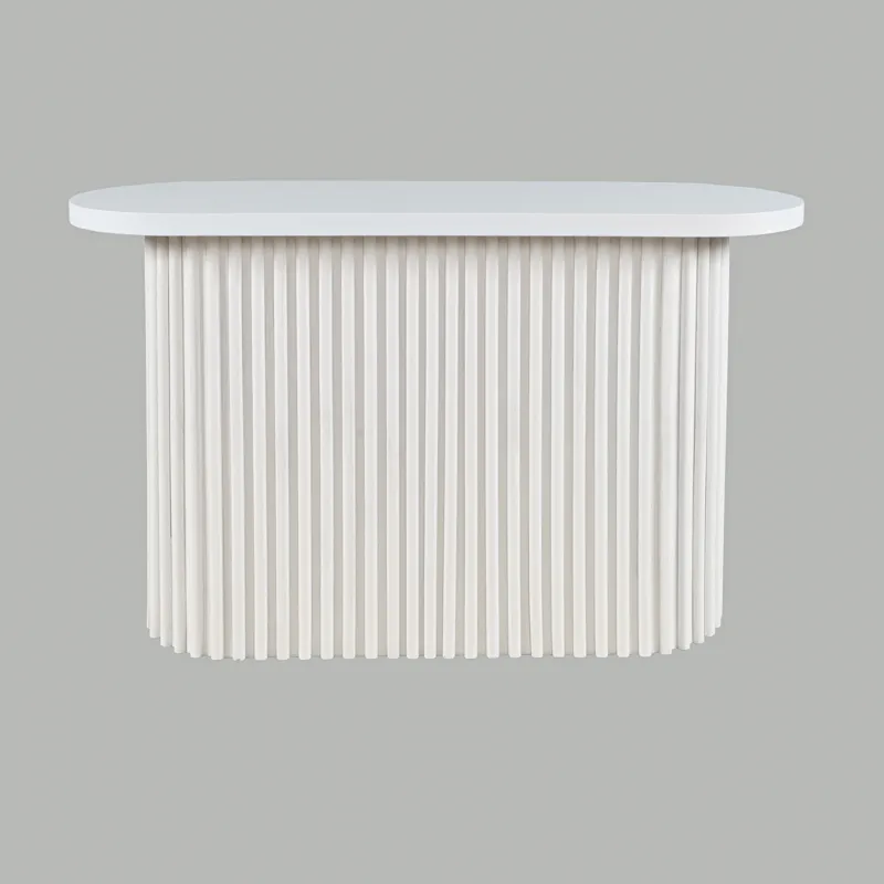 Auden Oval Mid-Century Modern Fluted Pedestal Base Sofa Console Table