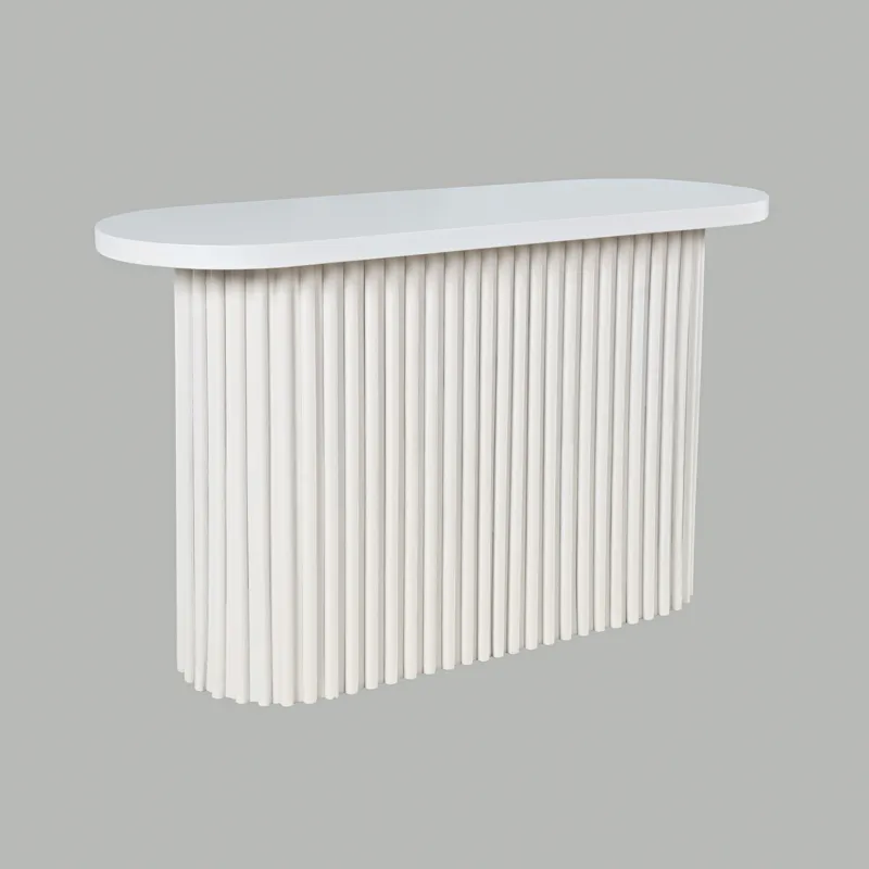 Auden Oval Mid-Century Modern Fluted Pedestal Base Sofa Console Table