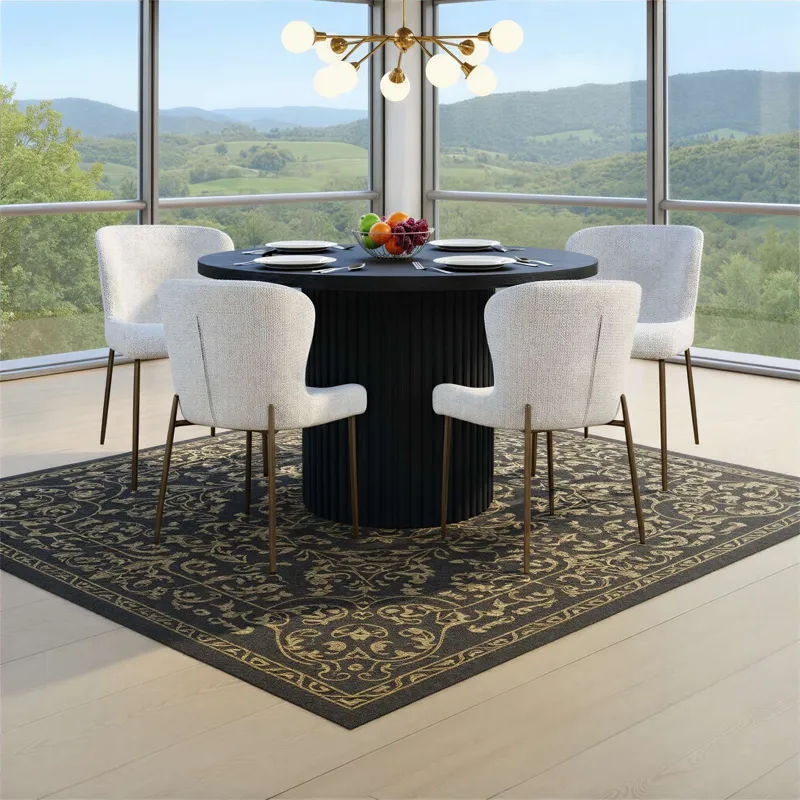 Auden Five Piece Mid-Century Modern Dining Set With Performance Upholstered Chairs