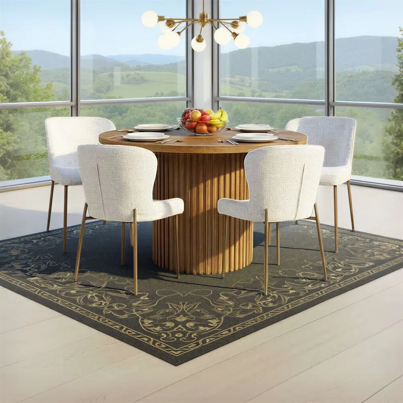 Auden Five Piece Mid-Century Modern Dining Set With Performance Upholstered Chairs