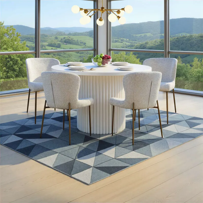 Auden Five Piece Mid-Century Modern Dining Set With Performance Upholstered Chairs