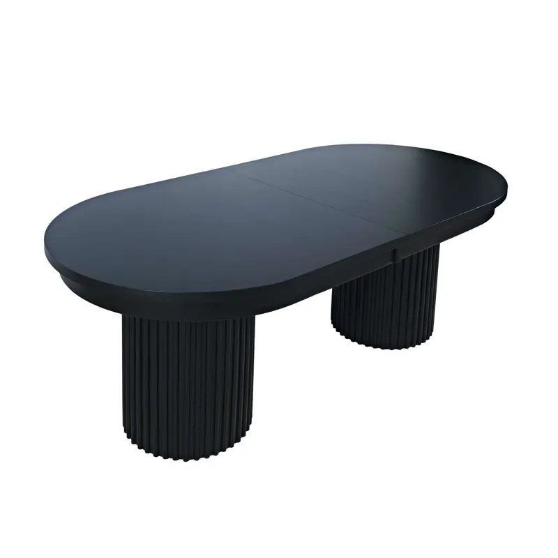 Auden 101" Seven Piece Mid-Century Modern Double Pedestal Dining Set With Upholstered Chairs