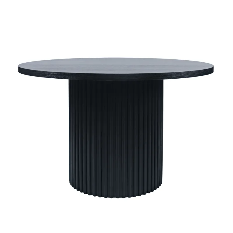 Auden 48\" Round Mid-Century Modern Fluted Pedestal Base Dining Table