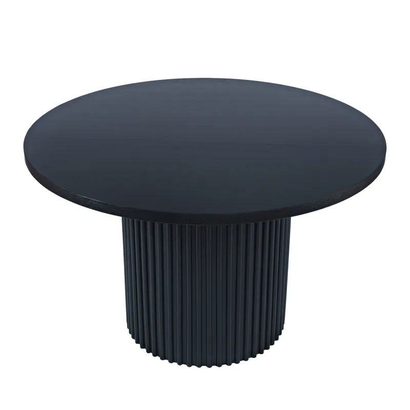 Auden 48\" Round Mid-Century Modern Fluted Pedestal Base Dining Table