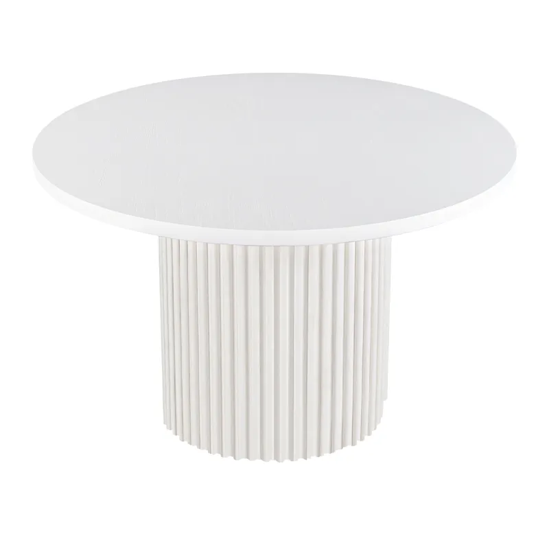 Auden 48\" Round Mid-Century Modern Fluted Pedestal Base Dining Table