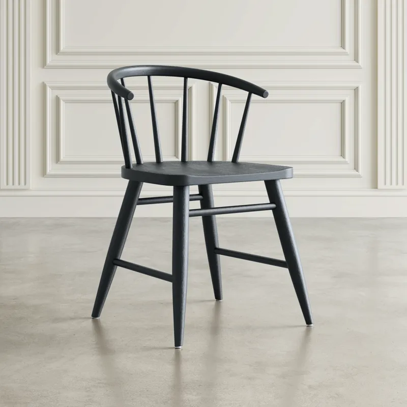 Fitz Traditional Solid Wood Curved Back Spindle Dining Chair(Set Of 2)