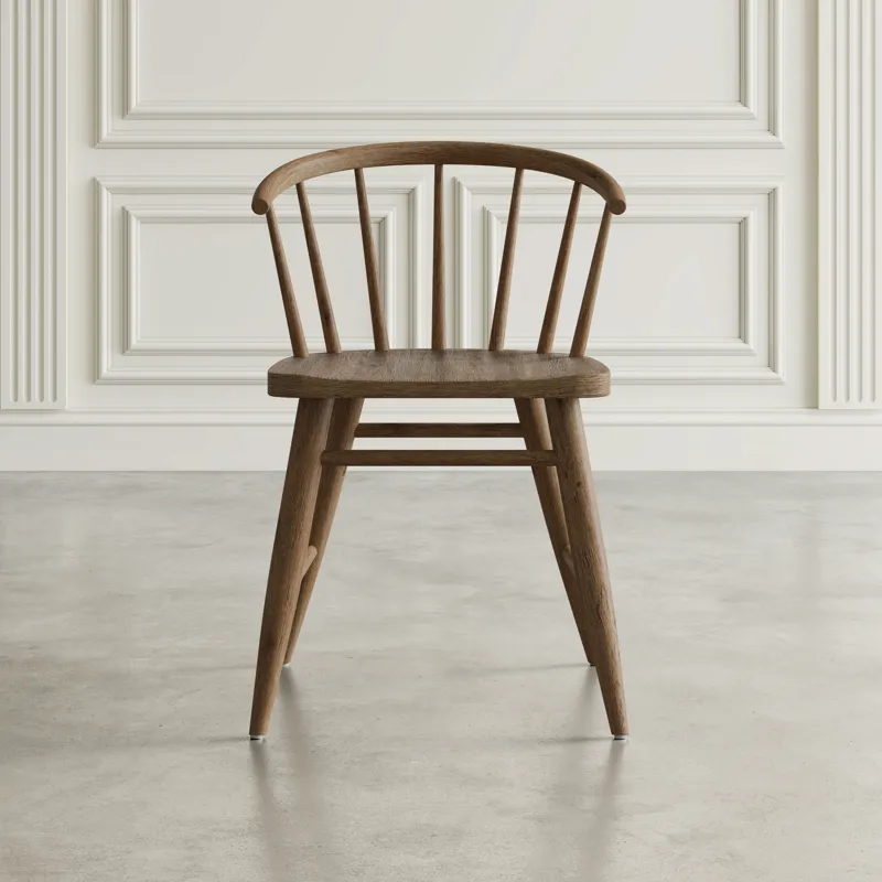 Fitz Traditional Solid Wood Curved Back Spindle Dining Chair(Set Of 2)