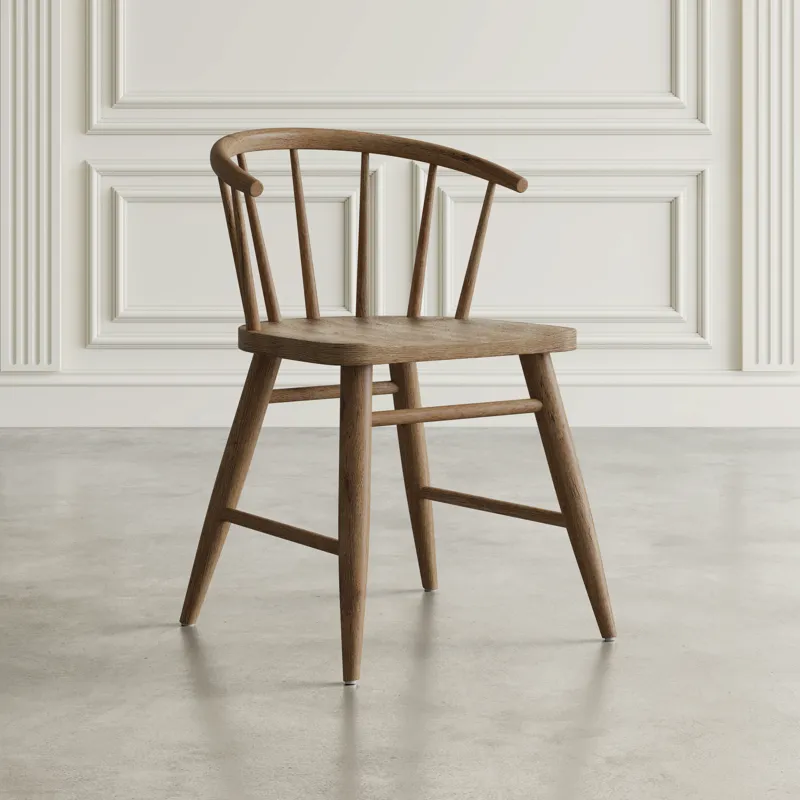 Fitz Traditional Solid Wood Curved Back Spindle Dining Chair(Set Of 2)