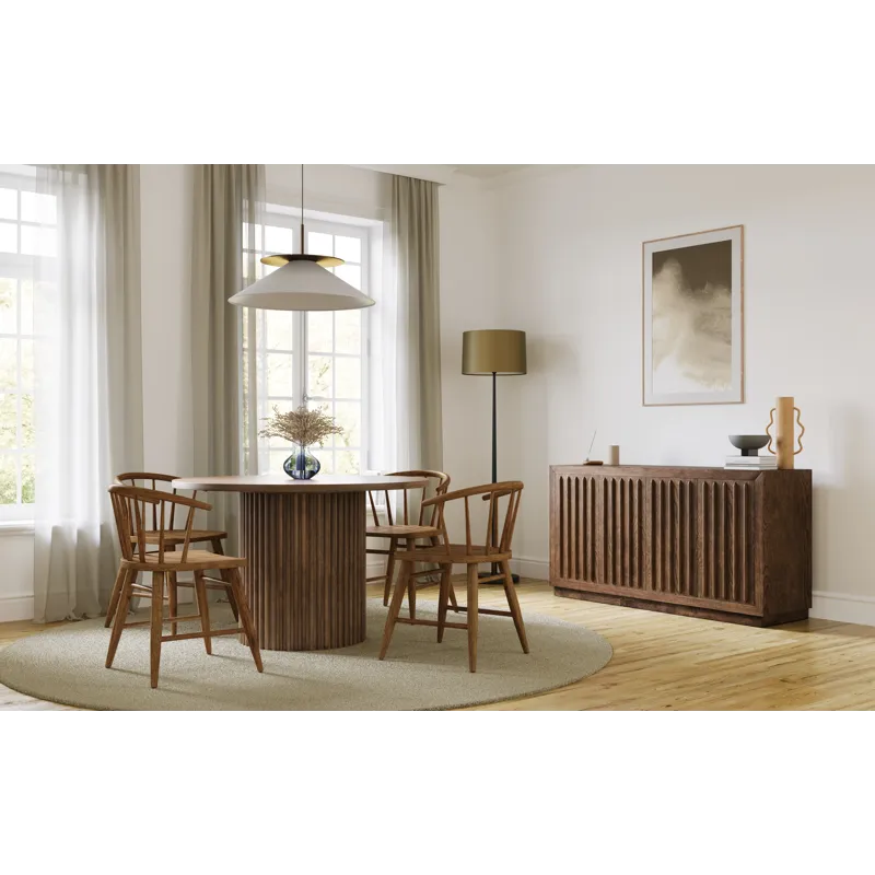 Fitz Traditional Solid Wood Curved Back Spindle Dining Chair(Set Of 2)