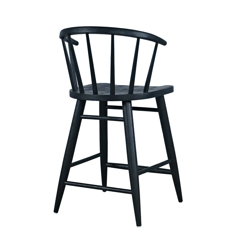 Fitz Traditional Solid Wood Curved Back Spindle Counter Stool