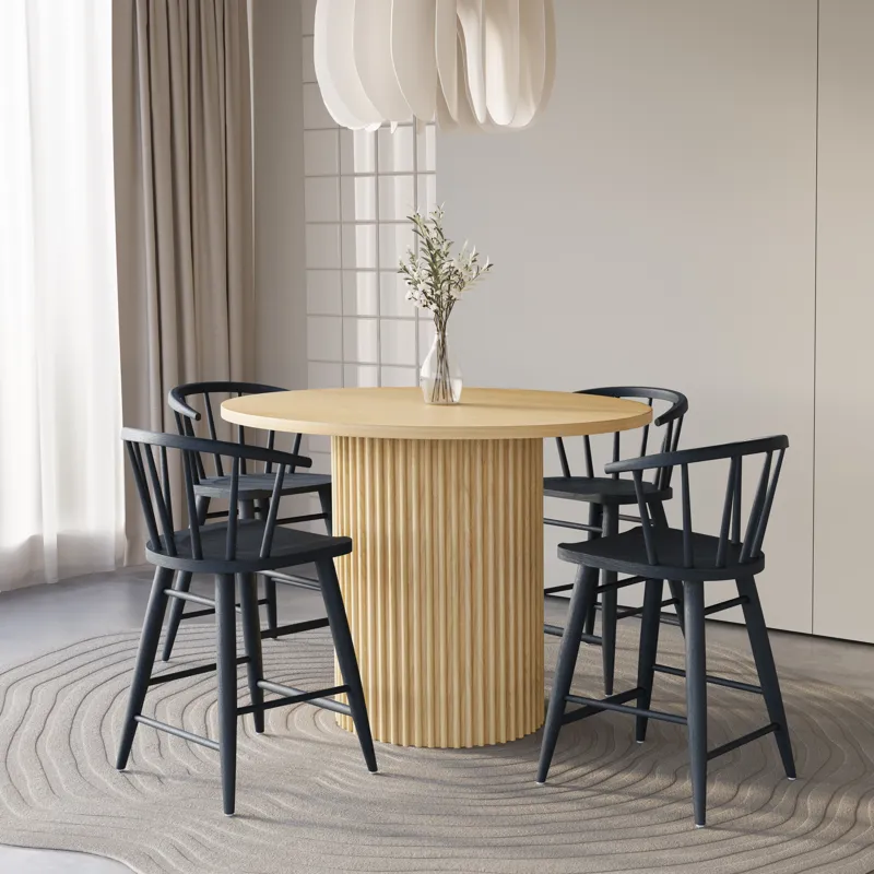 Fitz Traditional Solid Wood Curved Back Spindle Counter Stool