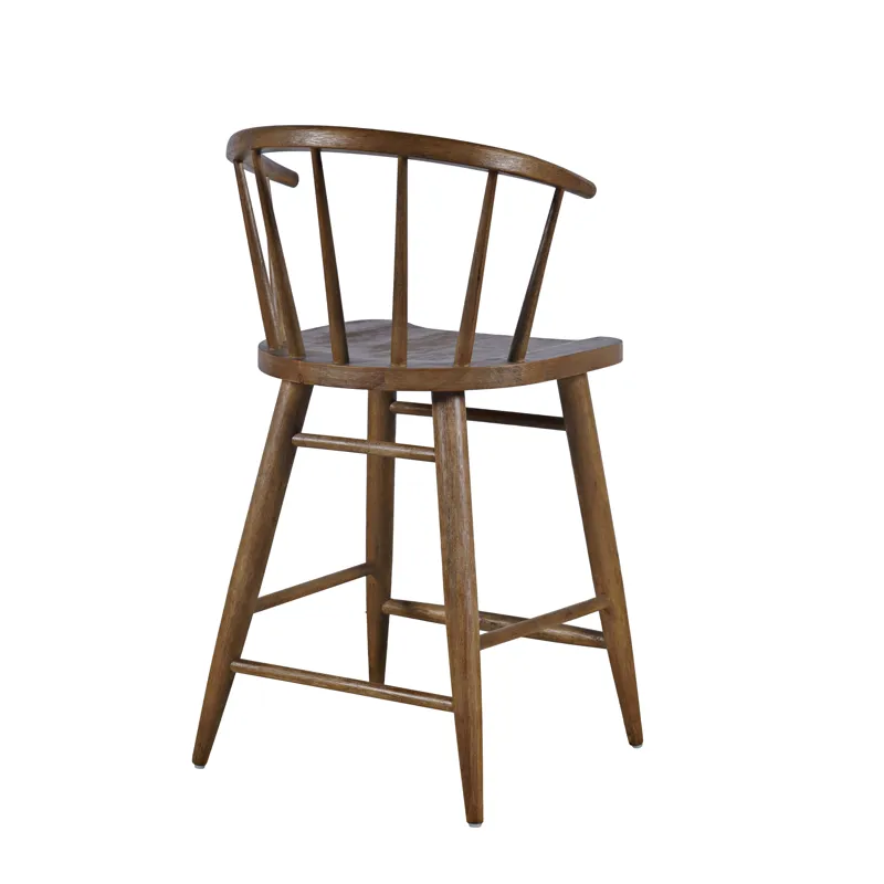 Fitz Traditional Solid Wood Curved Back Spindle Counter Stool