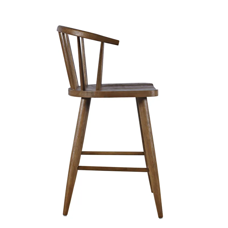 Fitz Traditional Solid Wood Curved Back Spindle Counter Stool