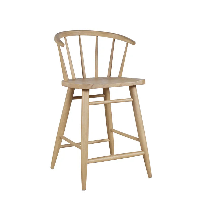 Fitz Traditional Solid Wood Curved Back Spindle Counter Stool