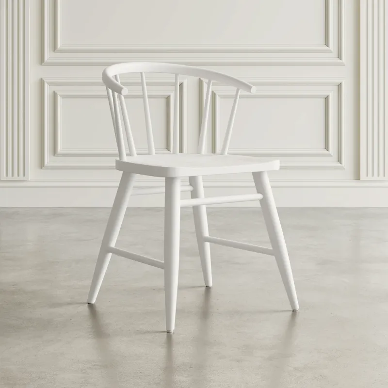 Fitz Traditional Solid Wood Curved Back Spindle Dining Chair(Set Of 2)