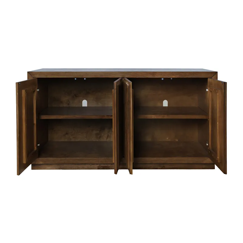 Maven 60\" Mid-Century Modern Fluted Four Door Sideboard Storage Cabinet