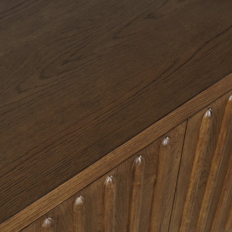 Maven 60\" Mid-Century Modern Fluted Four Door Sideboard Storage Cabinet