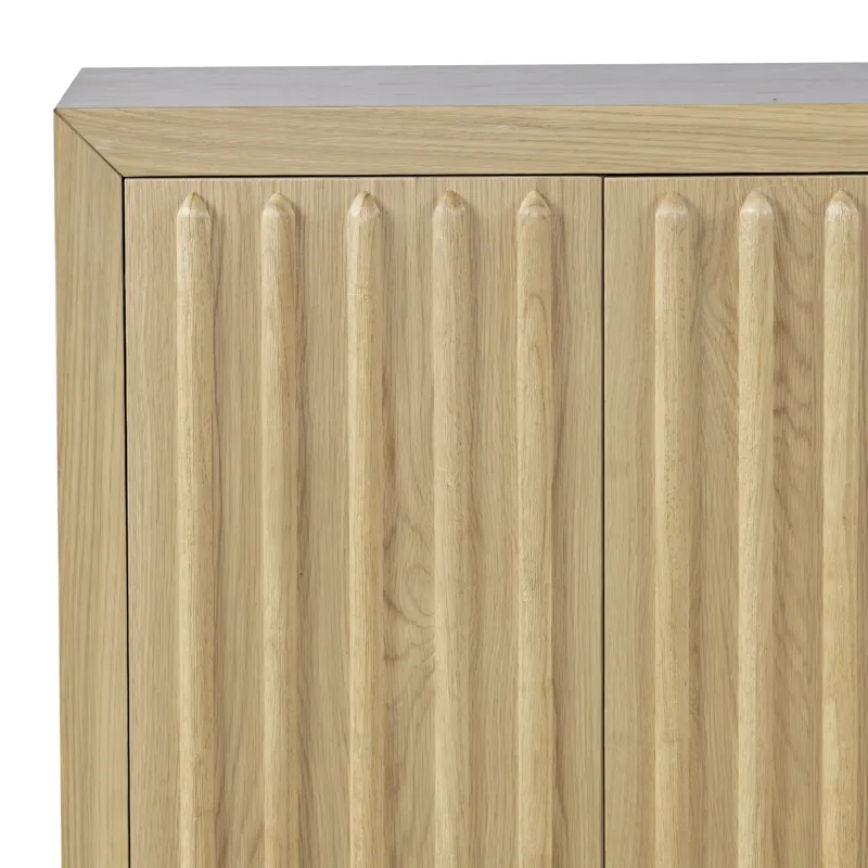 Maven 60\" Mid-Century Modern Fluted Four Door Sideboard Storage Cabinet