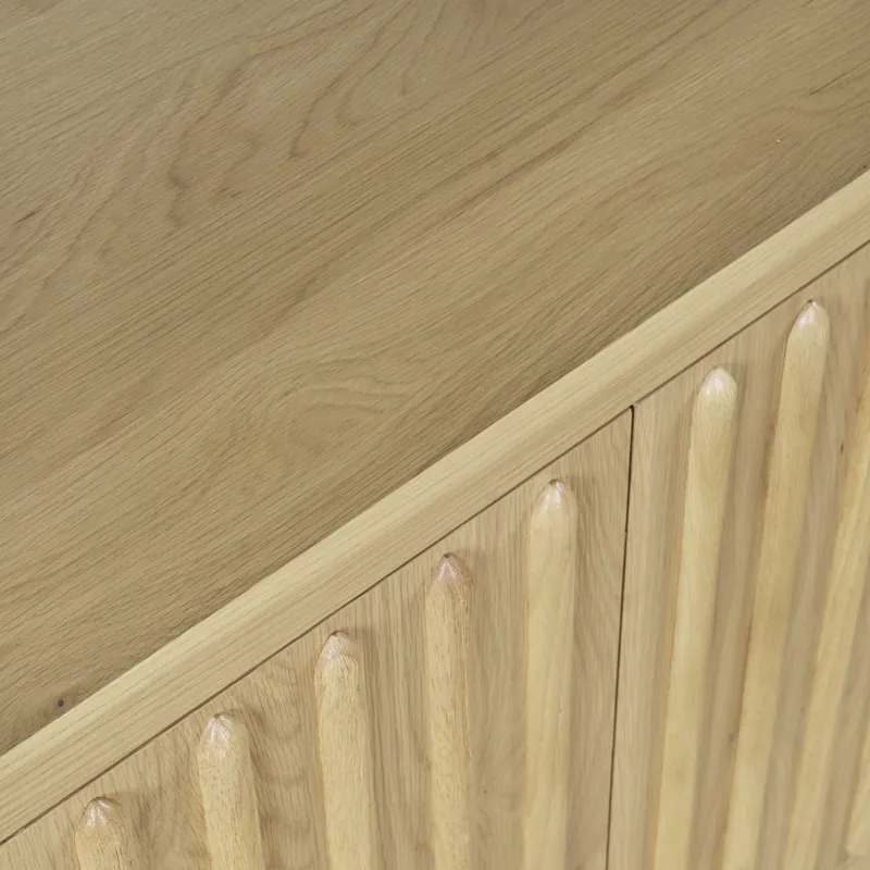 Maven 60\" Mid-Century Modern Fluted Four Door Sideboard Storage Cabinet