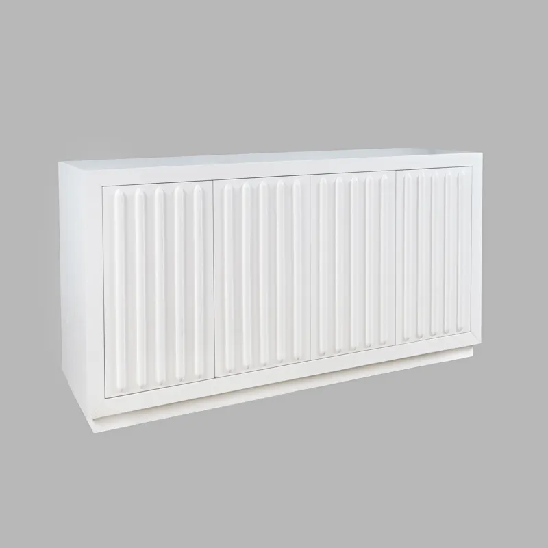 Maven 60\" Mid-Century Modern Fluted Four Door Sideboard Storage Cabinet