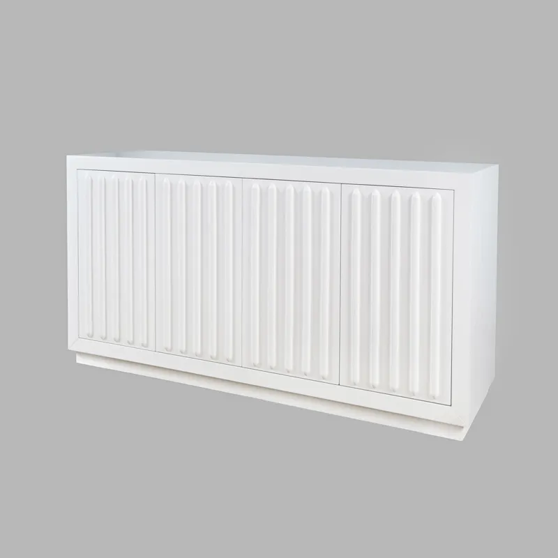 Maven 60\" Mid-Century Modern Fluted Four Door Sideboard Storage Cabinet