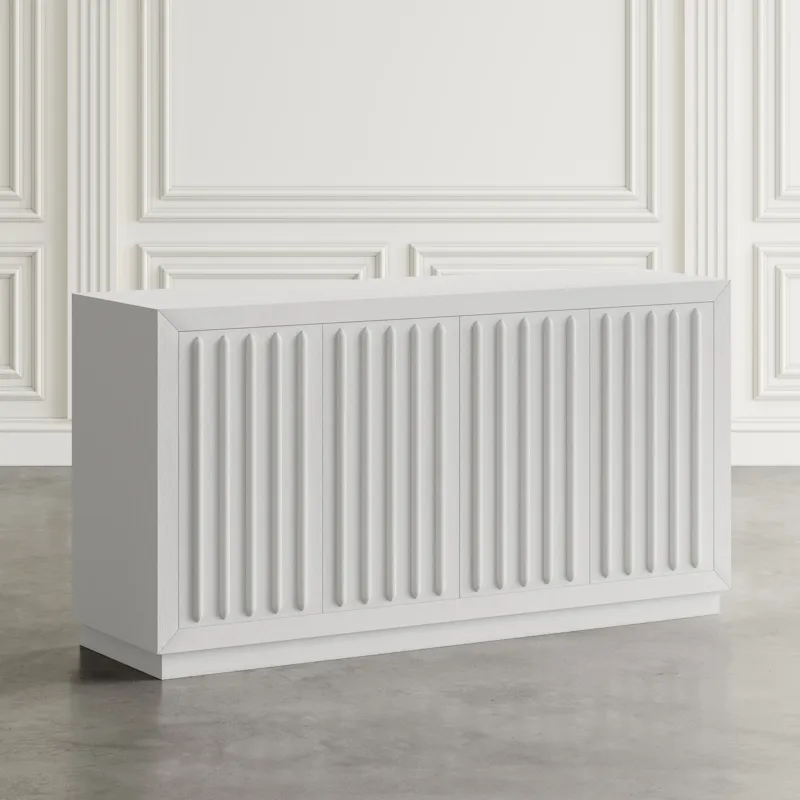 Maven 60\" Mid-Century Modern Fluted Four Door Sideboard Storage Cabinet