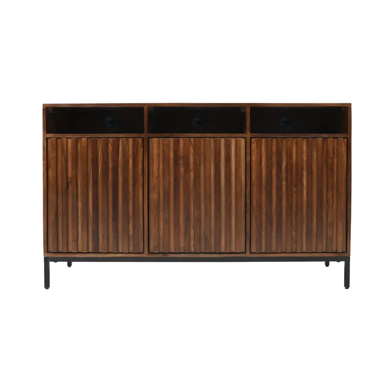 Ryder 50\" Modern Fluted Door Solid Wood Console Storage TV Stand Cabinet