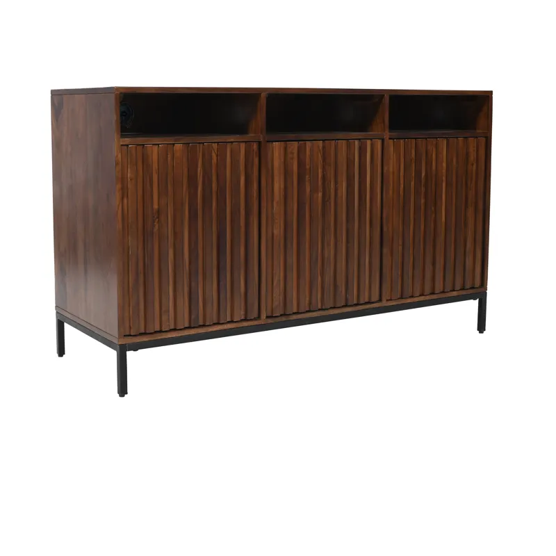 Ryder 50\" Modern Fluted Door Solid Wood Console Storage TV Stand Cabinet