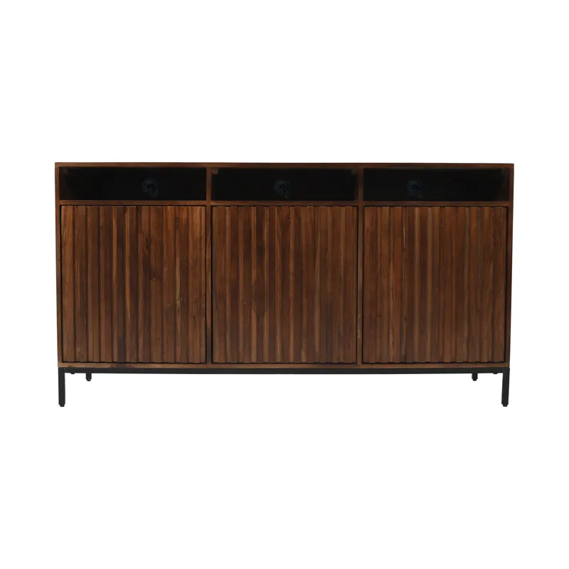 Ryder 60\" Modern Fluted Door Solid Wood Console Storage TV Stand Cabinet