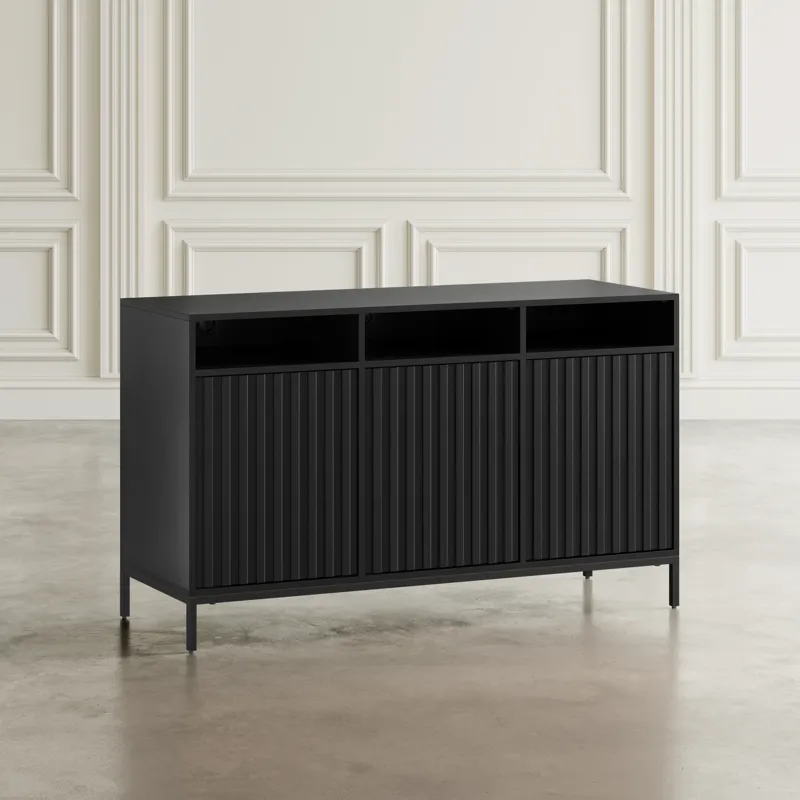 Ryder 50\" Modern Fluted Door Solid Wood Console Storage TV Stand Cabinet