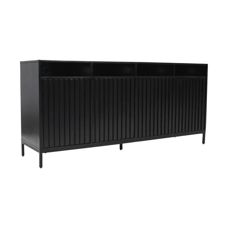 Ryder 70\" Modern Fluted Door Solid Wood Console Storage TV Stand Cabinet