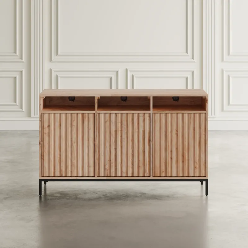 Ryder 50\" Modern Fluted Door Solid Wood Console Storage TV Stand Cabinet