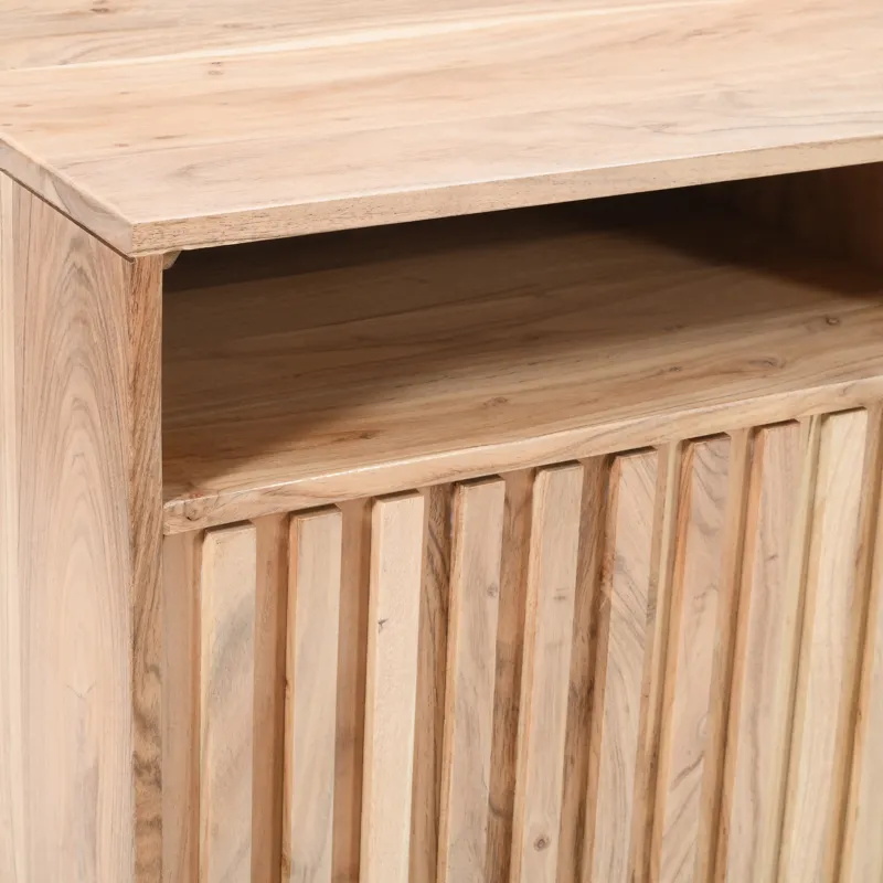 Ryder 60\" Modern Fluted Door Solid Wood Console Storage TV Stand Cabinet