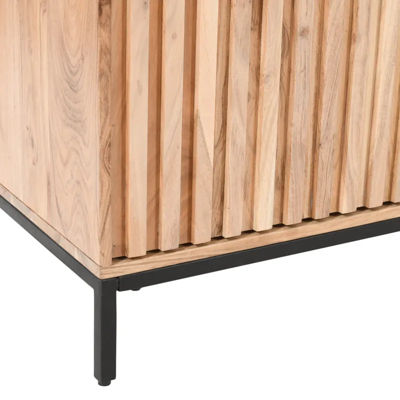 Ryder 60\" Modern Fluted Door Solid Wood Console Storage TV Stand Cabinet