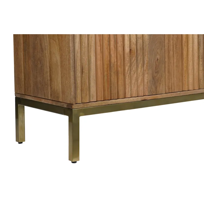 Asher 69\" Solid Wood Mid-Century Modern Curved Arch Sideboard Cabinet