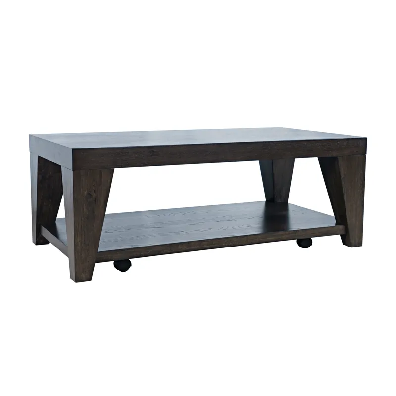 Laurel Creek Modern Contemporary 50\" Coffee Table With Storage Shelf And Hidden Casters