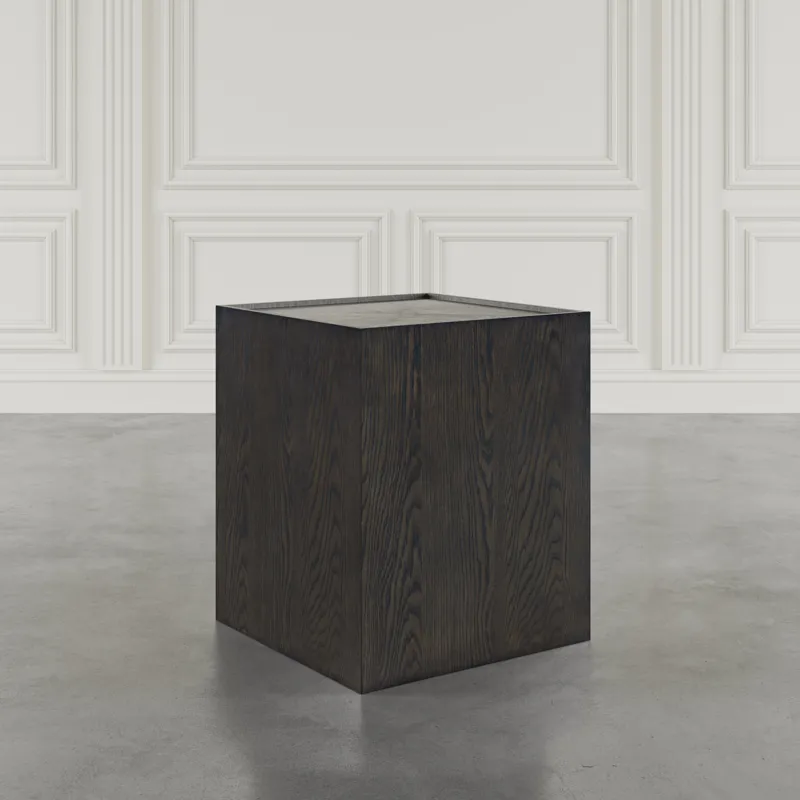 Laurel Creek Modern Contemporary Square Block Pedestal End Table