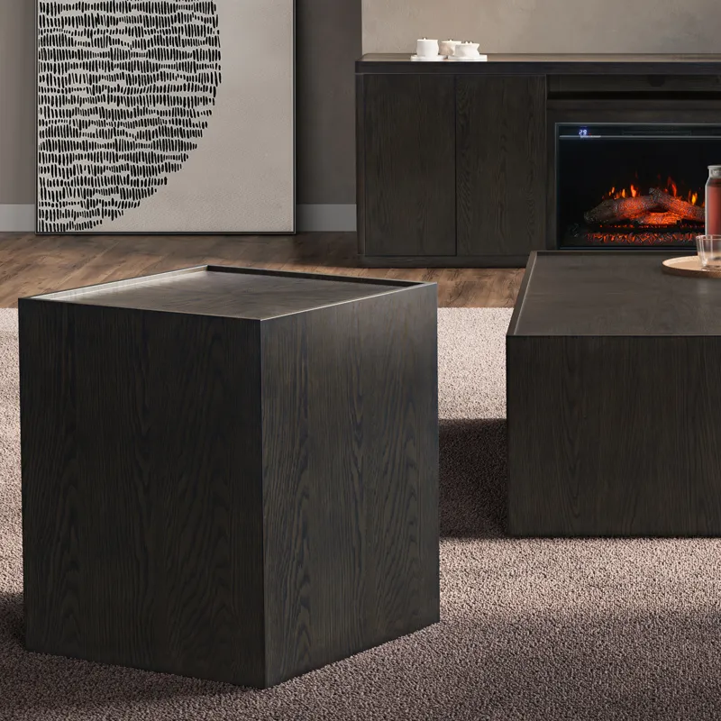 Laurel Creek Modern Contemporary Square Block Pedestal End Table