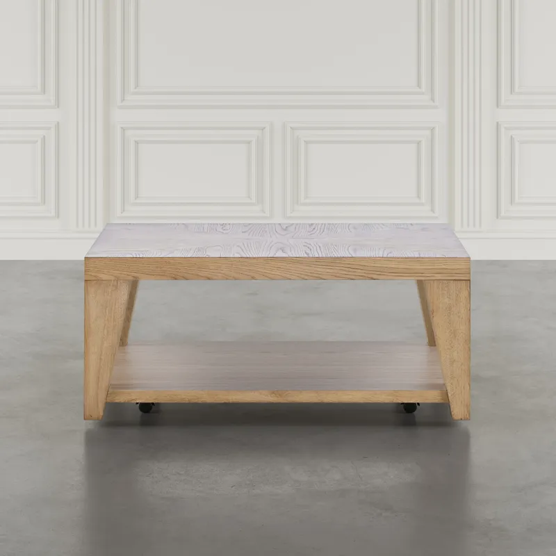 Laurel Creek Modern Contemporary 50\" Coffee Table With Storage Shelf And Hidden Casters