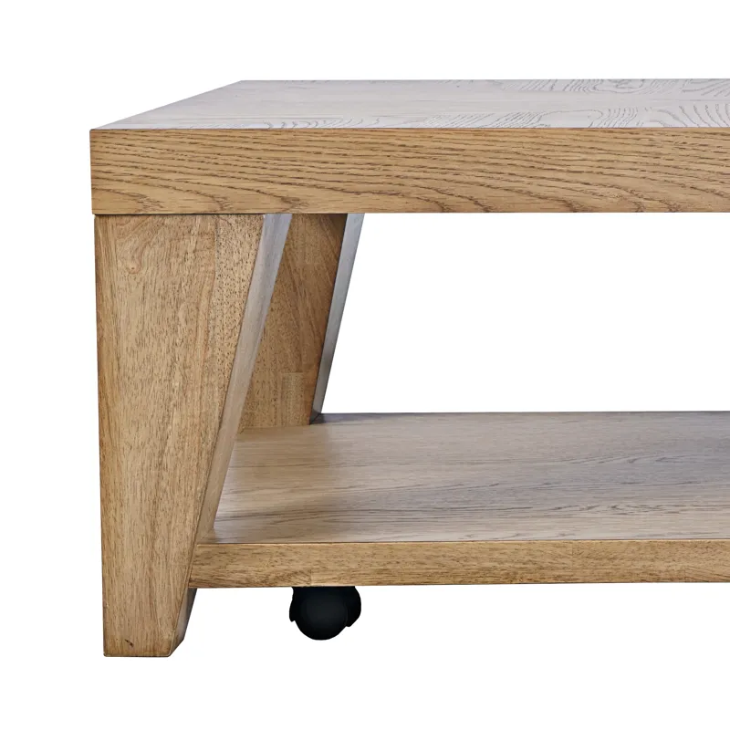 Laurel Creek Modern Contemporary 50\" Coffee Table With Storage Shelf And Hidden Casters