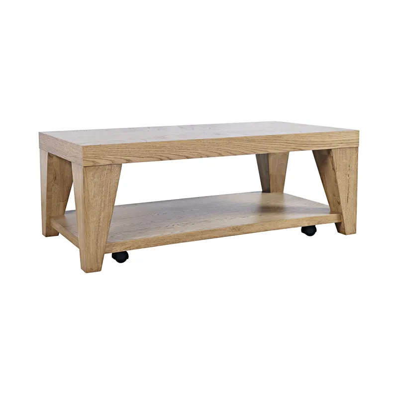 Laurel Creek Modern Contemporary 50\" Coffee Table With Storage Shelf And Hidden Casters