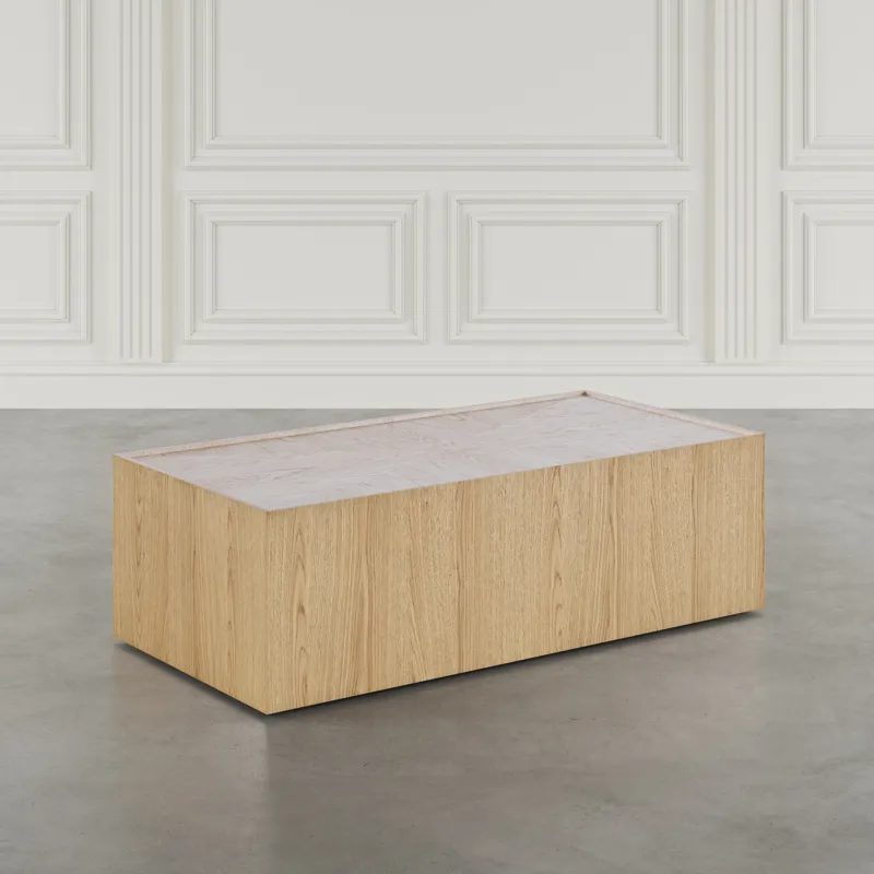 Laurel Creek Modern Contemporary 52\" Block Coffee Table With Hidden Casters