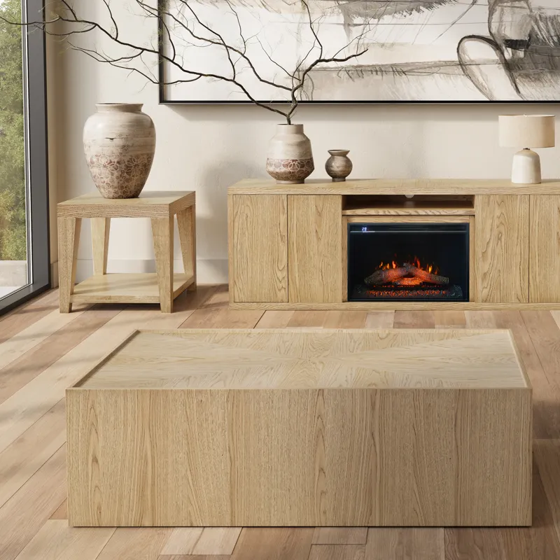 Laurel Creek Modern Contemporary 52\" Block Coffee Table With Hidden Casters