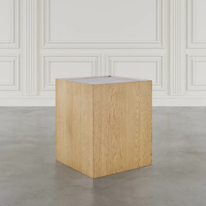 Laurel Creek Modern Contemporary Square Block Pedestal End Table