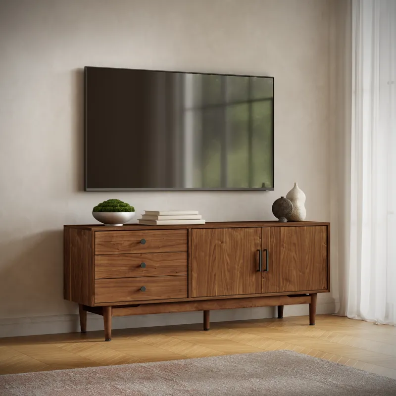 Olson 67\" Mid-Century Modern Scandinavian Console TV Stand Storage Cabinet